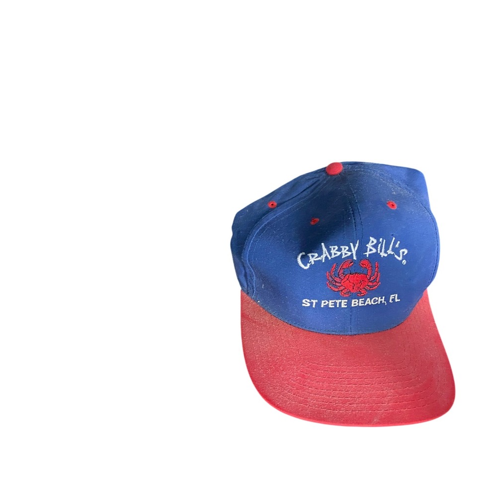 Crabby Bill's St Pete Beach Florida Hat Cap Red Blue Embroidered Crab